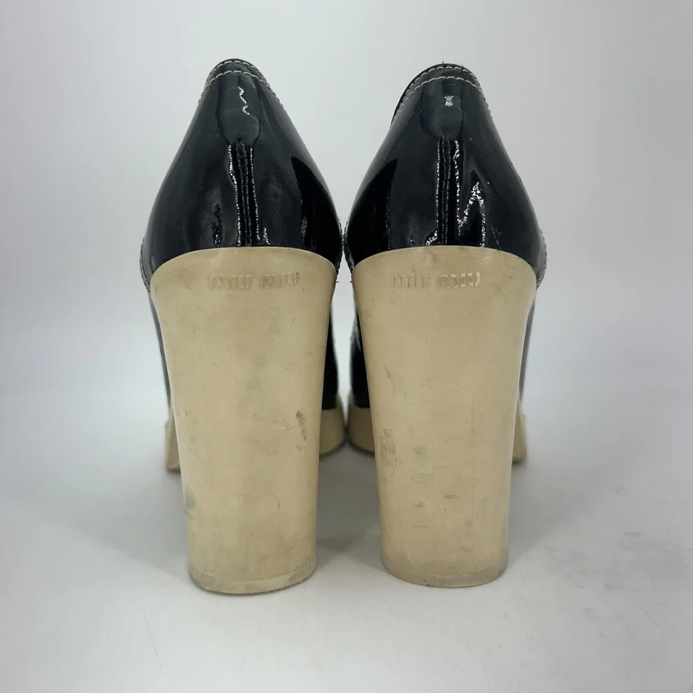 Vintage Miu Miu Shoes Womens Size 8 EU 38 Patent Platform Block Heel Italy Y2K